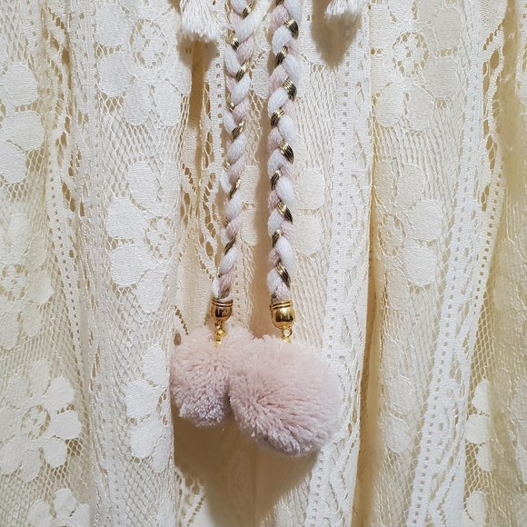 Beautiful Lace High Low Boho Summer Dress Size M Cream - Picture 4 of 11